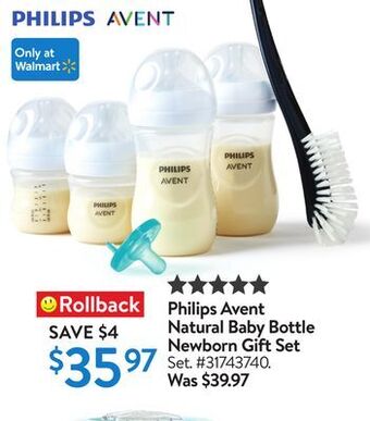 Walmart Philips avent natural baby bottle newborn gift set offer