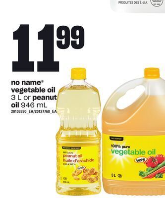 Zehrs Markets No name® vegetable oil, 3 l or peanut oil, 946 ml offer