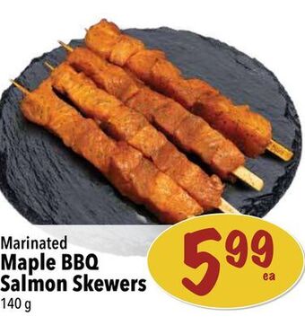 Farm Boy Marinated maple bbq salmon skewers offer