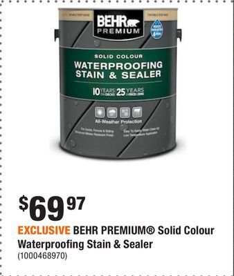Home Depot Exclusive behr premium® solid colour waterproofing stain & sealer offer