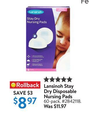 Walmart Lansinoh stay dry disposable nursing pads offer