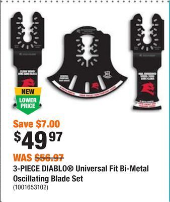 Home Depot 3-piece diablo® universal fit bi-metal oscillating blade set offer