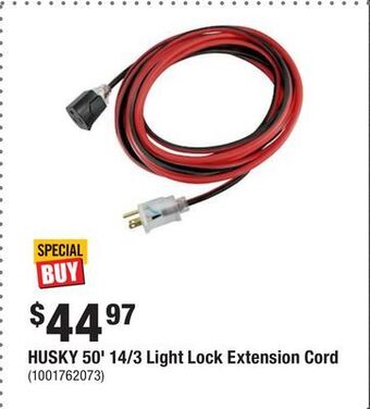 Home Depot Husky 50' 14/3 light lock extension cord offer