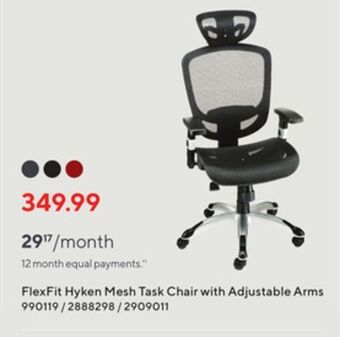 Staples Flexfit hyken mesh task chair with adjustable arms offer