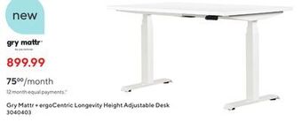 Staples Gry mattr +ergocentric longevity height adjustable desk offer