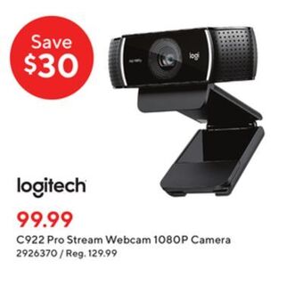 Staples Logitech c922 pro stream webcam 1080p camera offer