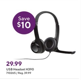 Staples Logitech usb headset h390 offer
