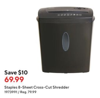 Staples Staples 8-sheet cross-cut shredder offer