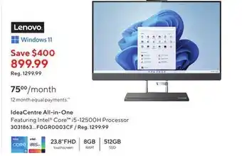 Staples Lenovo f0gr0003cf ideacentre 23.8 all-in-one desktop computer offer