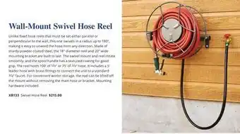 Lee Valley Tools Wall-mount swivel hose reel offer