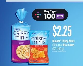 Chalo FreshCo Quaker® crispy minis (100 g) or rice cakes (127-199 g) offer