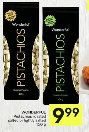 IGA WONDERFUL Pistachios roasted salted or lightly salted offer