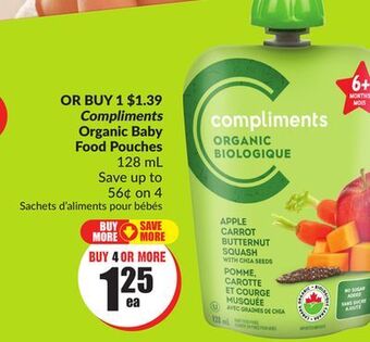 Chalo FreshCo Compliments organic baby food pouches offer