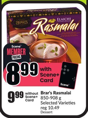 Chalo FreshCo Brar's rasmalai 850-908 g selected varieties offer