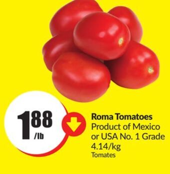 Chalo FreshCo Roma tomatoes product of mexico or usa no. 1 grade 4.14/kg offer