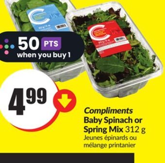 Chalo FreshCo Compliments baby spinach or spring mix offer