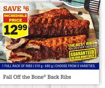 M & M Food Market Fall off the bone® back ribs offer