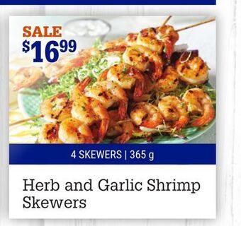 M & M Food Market Herb and garlic shrimp skewers offer