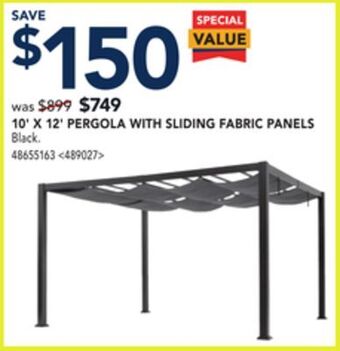 RONA 10' x 12' pergola with sliding fabric panels offer