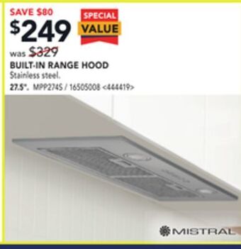 RONA Mistral built-in range hood 27.5. offer