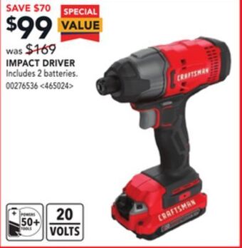 RONA Craftsman impact driver offer