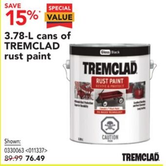 RONA 3.78-l cans of tremclad rust paint offer