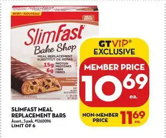 Giant Tiger Slimfast meal replacement bars offer