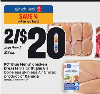 Zehrs Markets Pc® blue menu chicken breasts 3's or thighs, 8's offer