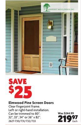 Home Hardware Elmwood pine screen doors offer