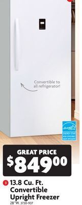 Home Hardware 13.8 cu. ft. convertible upright freezer offer
