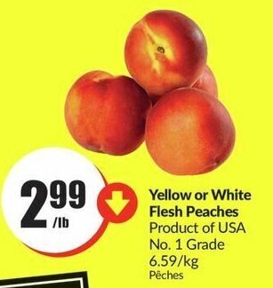 FreshCo Yellow or White Flesh Peaches offer