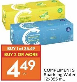 IGA COMPLIMENTS Sparkling Water 12x355 mL offer
