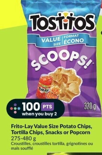 FreshCo Frito-Lay Value Size Potato Chips, Tortilla Chips, Snacks or Popcorn 275-480 g offer