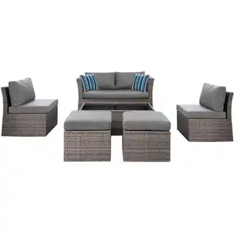 Home Depot Napa 6-piece woven steel patio conversation set with grey cushions offer