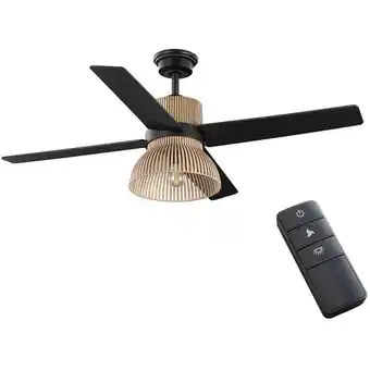 Home Depot Savannah 52-inch indoor matte black ceiling fan with 4 reversible blades, led light kit & remote offer