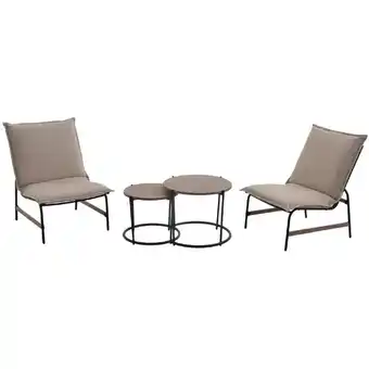 Home Depot Norwich 4-piece steel patio conversation set with tan sling fabric offer
