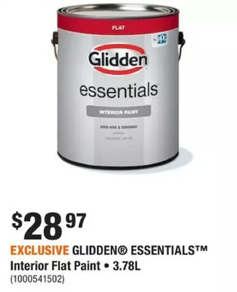 Home Depot Glidden essentials interior flat paint offer