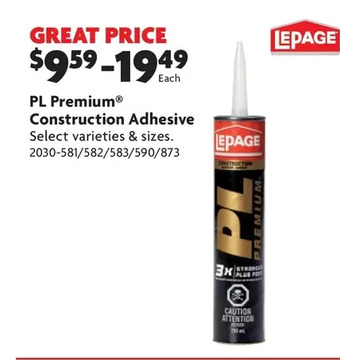 Home Hardware Pl premium construction adhesive offer