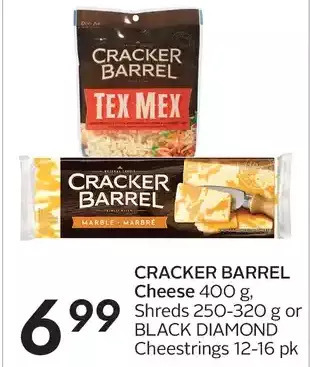 Sobeys Cracker barrel cheese, shreds or black diamond cheestrings offer