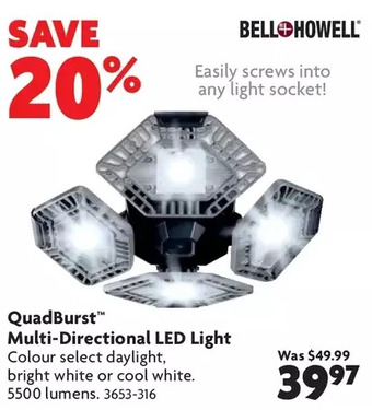 Home Hardware Quadburst multi-directional led light offer