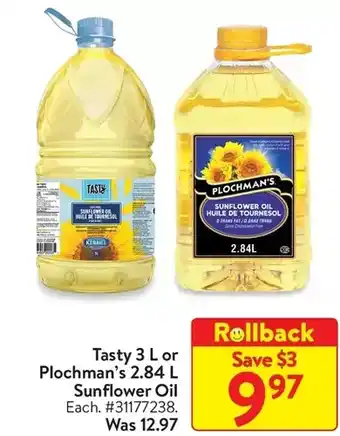 Walmart Tasty or plochman's sunflower oil offer