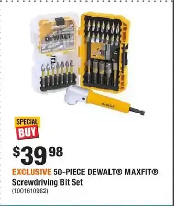 Home Depot 50-piece dewalt maxfit screwdriving bit set offer