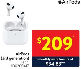 Walmart Apple airpods (3rd generation) offer