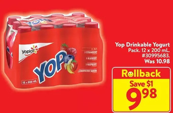 Walmart Yop drinkable yogurt offer
