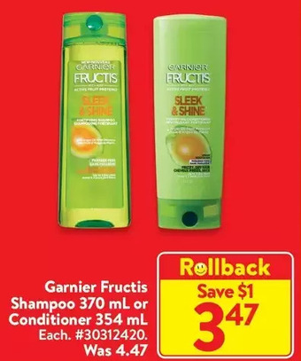 Walmart Garnier fructis shampoo or conditioner offer