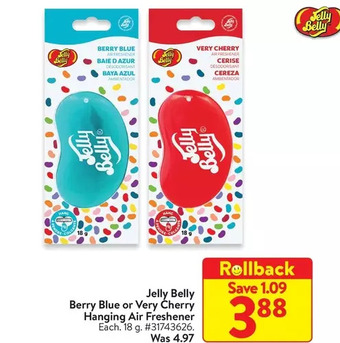 Walmart Jelly belly berry blue or very cherry hanging air freshener offer