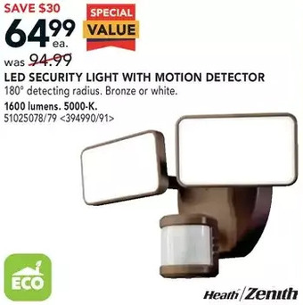 RONA Heath zenith led security light with motion detector offer
