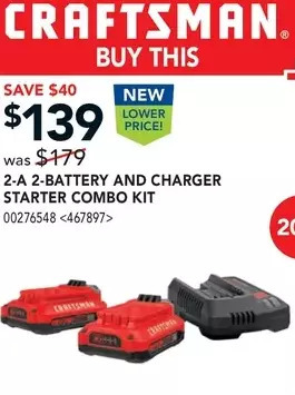 RONA Craftsman 2-a 2-battery and charger starter combo kit offer