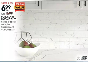RONA Mono serra porcelain mosaic tiles offer