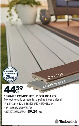 RONA Timbertech prime composite deck board offer